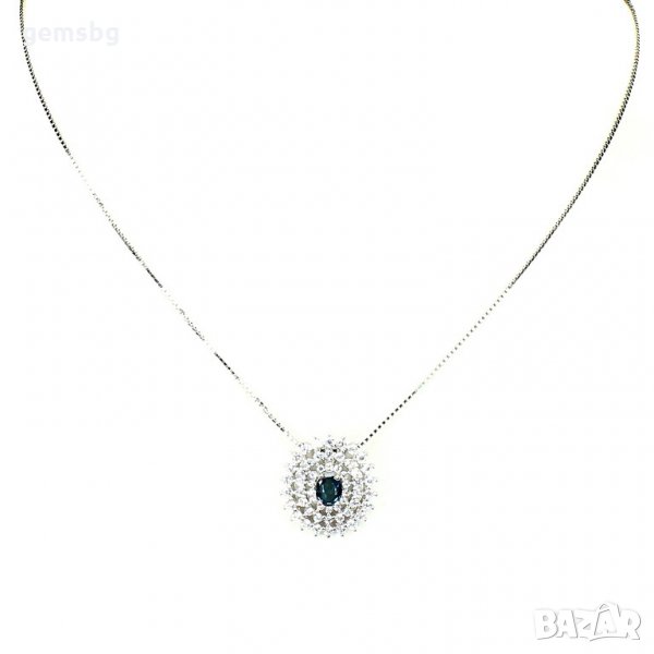 Сребърен накит с естествен Лондоснко син топаз и циркони, снимка 1