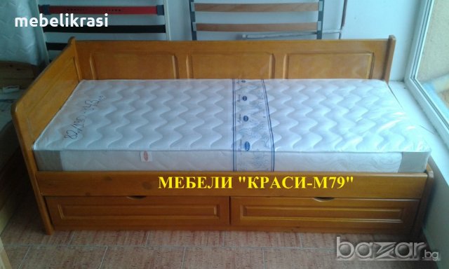 Легло с чекмеджета и 2 табли-Масив в цвят., снимка 2 - Спални и легла - 20008546