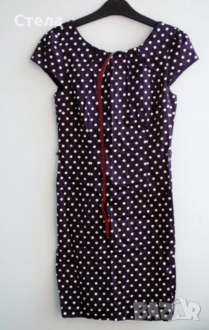 VERO MODA елегантна дамска рокля, нова, с етикет, тъмно синя, на бели точки, снимка 10 - Рокли - 23043781