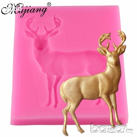 прав елен  силиконова форма молд украса декор торта фондан шоколад, снимка 3 - Форми - 18582172