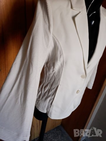 Бяло памучно сако Л, снимка 2 - Сака - 25136624
