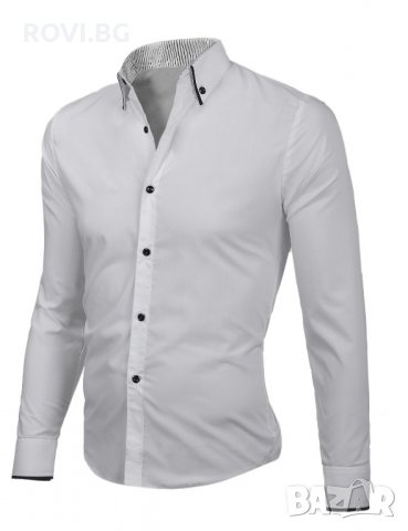 Мъжка риза бяла с черни копчета / черна с бели копчета, снимка 2 - Ризи - 21551237