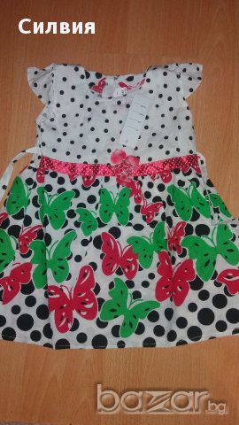 Рокля с пеперуди червена за 1, снимка 2 - Бебешки рокли - 17363632