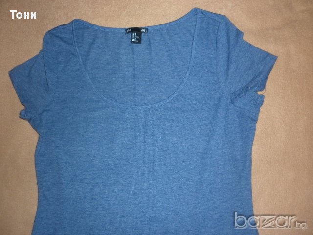 Синя  права рокля H&M basic, снимка 2 - Рокли - 15591591