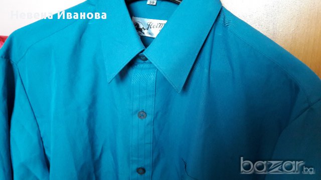 Мъжка риза с дълъг ръкав нова - тюркоазен цвят, снимка 2 - Ризи - 15943476