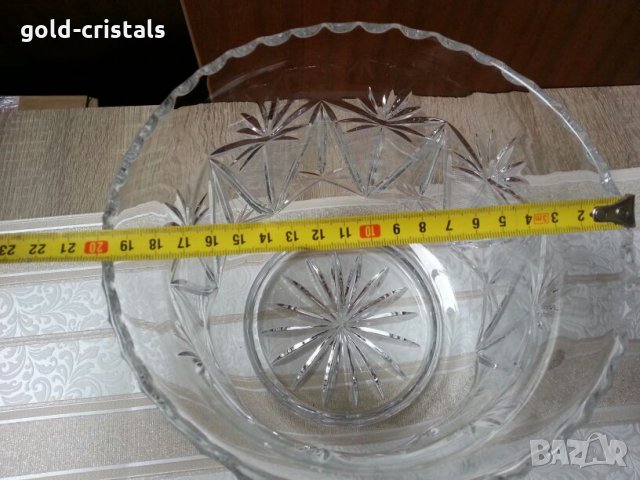 голяма кристална купа , снимка 4 - Антикварни и старинни предмети - 22999370