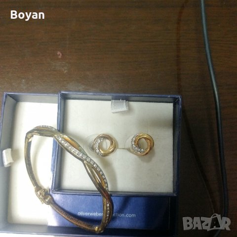 комплект гривна и обеци swarovski, снимка 4 - Гривни - 25544236