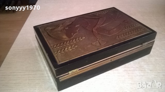 стара кутия-дърво с обков мед/месинг-25х16х6см, снимка 11 - Колекции - 23362160