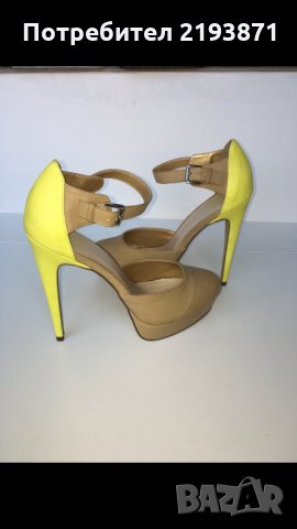 Кожени обувки на платформа в бежово и жълто номер 39, снимка 1 - Дамски обувки на ток - 24290715