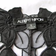 ALBERT NIPON - черна дантела от коприна и кадифе, дамски топ, снимка 3 - Рокли - 13402593
