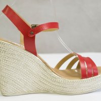 Червени дамски сандали на платформа марка Ore10, снимка 4 - Сандали - 21919295