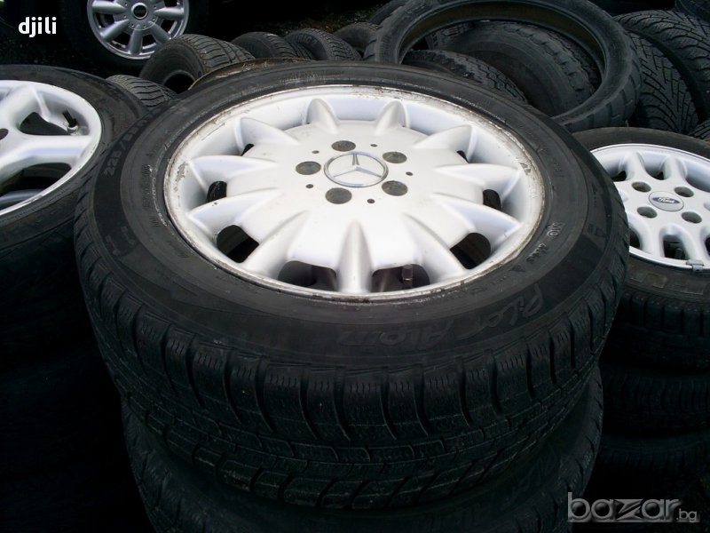 Комплект лети  джанти с гуми Michelin Alpine 225/55/R16 за Мерцедес 5х112;Mercedes E-klasse, снимка 1