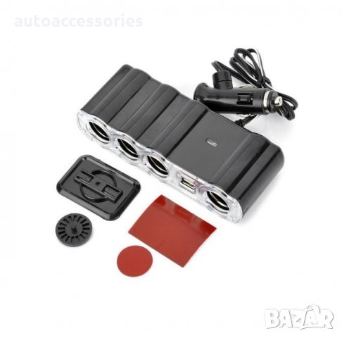 3000048322 Разклонител за авто запалката с кабел Automax, 4 гнезда + 2 USB, WF-4008, снимка 2 - Аксесоари и консумативи - 25825936