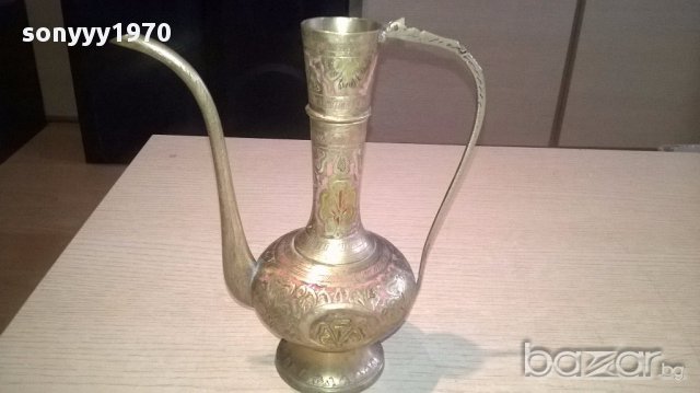 Ретро чаиник-мед/месинг-21х19х9см-внос швеицария, снимка 5 - Антикварни и старинни предмети - 18146453