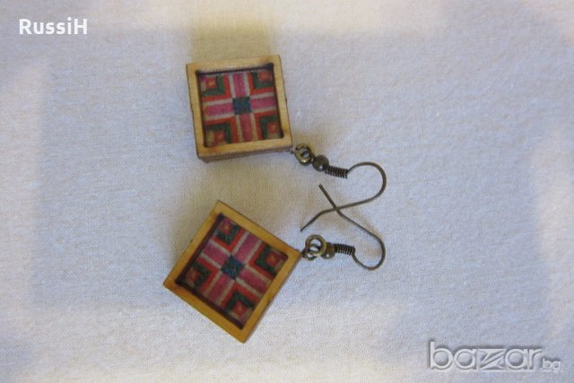Дървени бижута с българска шевица, снимка 4 - Бижутерийни комплекти - 21426118