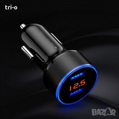 LED USB зарядно за кола + волтметър за акумулатора, снимка 2 - Аксесоари и консумативи - 24630433