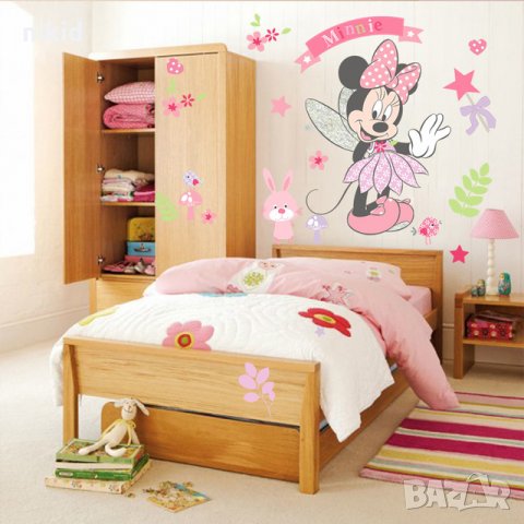 Minnie Mouse Мини Маус фея с крила стикер лепенка за стена и мебел за детска  стая в Други в гр. Ямбол - ID21492068 — Bazar.bg