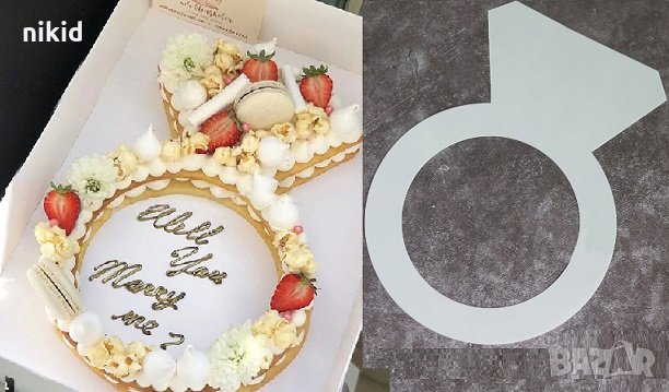 Голям пръстен сватбен стенсил шаблон за блат торта