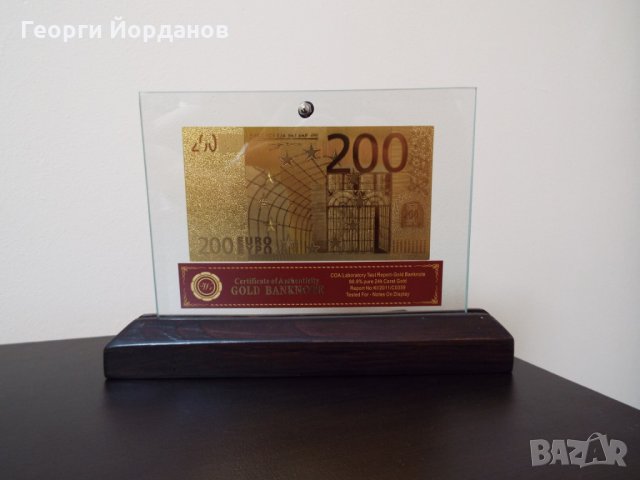 Сувенири 200 евро златни банкноти със сертификат , снимка 2 - Нумизматика и бонистика - 8432470