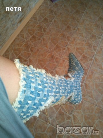 уникален дънков комплект намален, снимка 5 - Дамски обувки на ток - 18535395