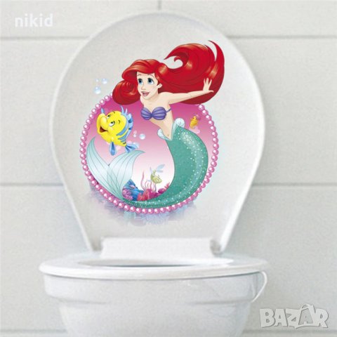 Малката русалка Ариел малък стикер за стена и мебел детска стая или баня самозалепващ, снимка 2 - Други - 22587630