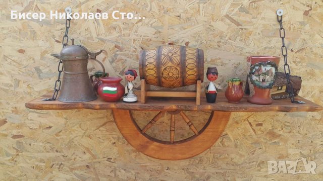 Дървени стенни рафт-етажерки с ръчно изработени колела!, снимка 2 - Декорация за дома - 24079241