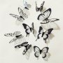 3D 12 бр pvc Черно бели самозалепващи пеперуди декорация за стена и мебел, снимка 2