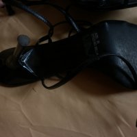 Страхотни сатенени сандали в черно , снимка 5 - Сандали - 19099075