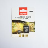 MicroSD карта памет клас 10 MAXELL с адаптер 16GB, снимка 1 - Кабели и адаптери - 17442711