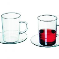 SIMAX! Ново! К-т от 6 броя чаши за чай със стъклени чинийки!, снимка 4 - Чаши - 11823249