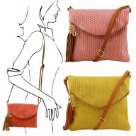 ПРОМО 🍊 TUSCANY LEATHER 🍊 Оригинална плетена дамска чанта от естествена кожа с висулки, снимка 13 - Чанти - 15159002