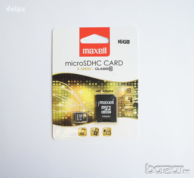 MicroSD карта памет клас 10 MAXELL с адаптер 16GB, снимка 1