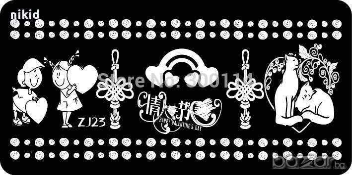 цветя и лице плочка / щампа шаблон за печат на нокти - Нова ZJ23, снимка 1