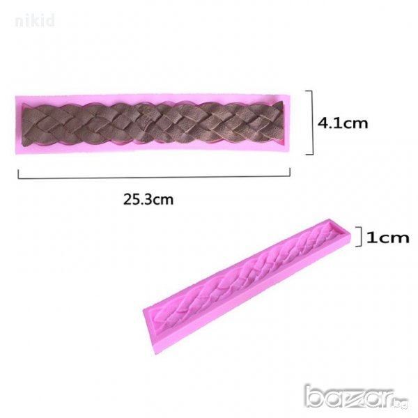  3D сплетено въже 3 нишки силиконов молд форма за фондан кант борд украса торта декорация мъфини, снимка 1