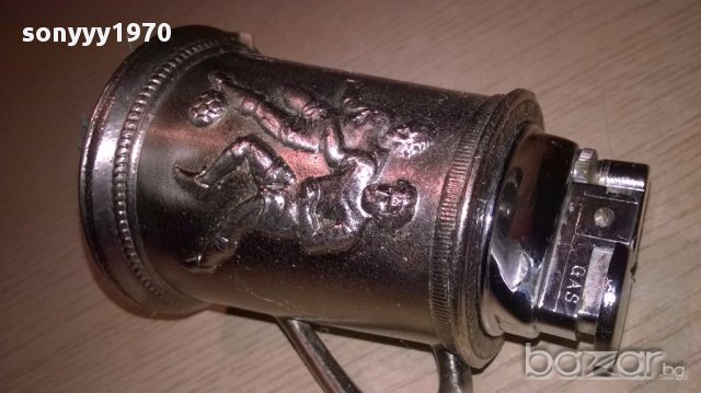 Ретро запалка-халба с футболисти и топка 11/9/7см-внос швеицария, снимка 4 - Антикварни и старинни предмети - 16444657