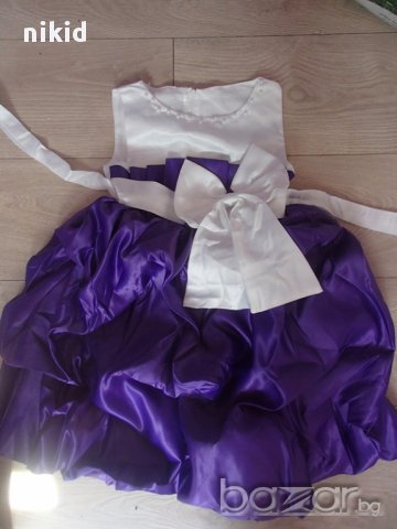детска официална обемна рокля в лилаво тип балон набрана пола, снимка 2 - Детски рокли и поли - 14862123