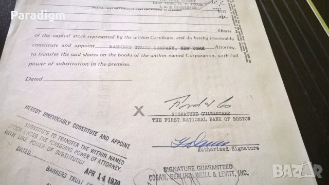 Сертификат за 100 акции (САЩ) | Spartans Industries, INC. | 1969г., снимка 5 - Нумизматика и бонистика - 25233300