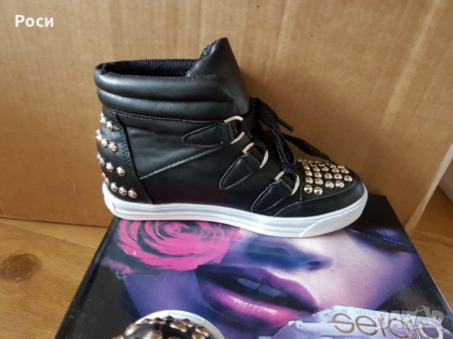 Нови дамски кецове с  платформа, в черно с капси - 37 и 39 номер, снимка 5 - Кецове - 24768656