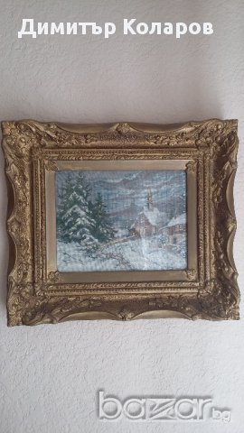 Гоблен WIEHLER Gobelin "Бъдни вечер в Алпите", снимка 2 - Гоблени - 14431941