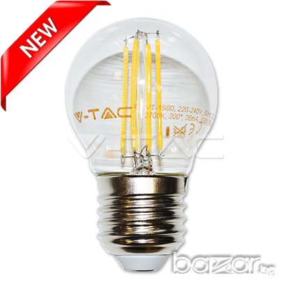 LED лампа 4W Filament Сфера E27 Топло Бяла Светлина, снимка 1 - Крушки - 10942114
