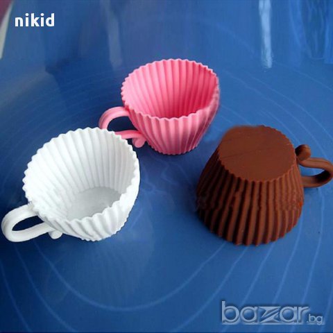 силиконова чашка чаша за поднасяне на десерт шоколада форма мъфин кексче силиконов молд, снимка 3 - Форми - 15582388