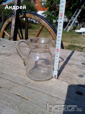 Старинна стъклена каничка,кана, снимка 3 - Антикварни и старинни предмети - 17024307