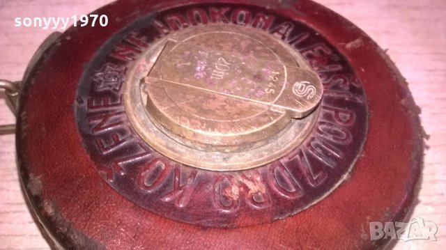 АНТИКА-стара кожена ролетка-кожа и месинг-метална лента, снимка 9 - Колекции - 24498383