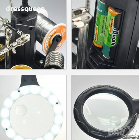 802 Настолна лампа с лупа трета ръка и стойка за запояване , снимка 15 - Други стоки за дома - 25078599