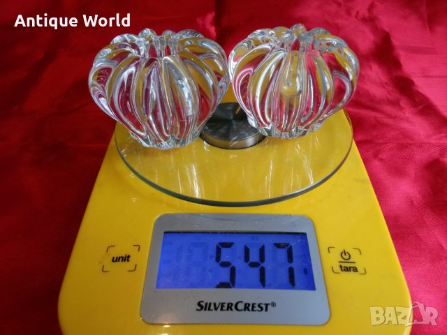 Комплект  Свещници КРИСТАЛНО Стъкло КОРОНА, снимка 5 - Антикварни и старинни предмети - 25877297