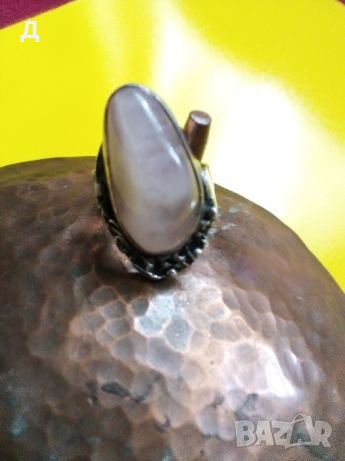 Старинен авторски сребърен пръстен с розов кварц , снимка 5 - Пръстени - 22837078