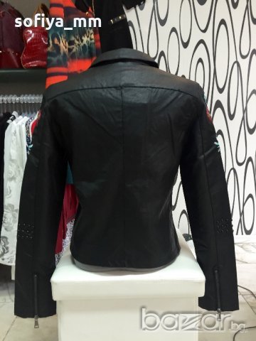 Дамско кожено яке с бродерия, снимка 3 - Якета - 17539444
