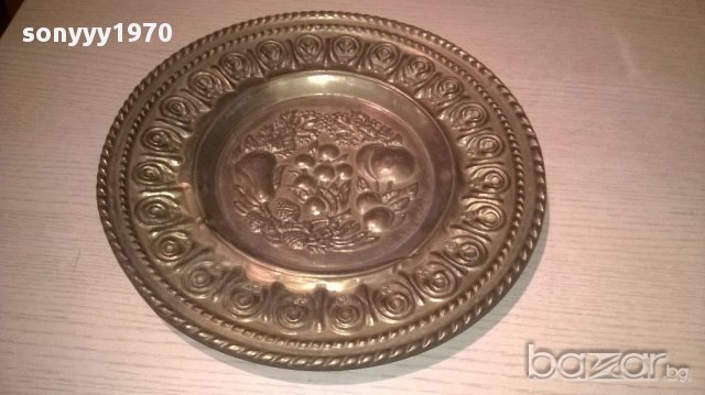 Голяма релефна чиния за стена-мед/месинг 32см-внос швеицария, снимка 8 - Антикварни и старинни предмети - 13397132