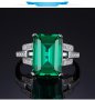 Посребрен дамски пръстен със зелен камък, фини кралски бижута със цирконии  , снимка 5