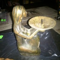 Стара метална статуетка - свещник, снимка 2 - Статуетки - 23208933